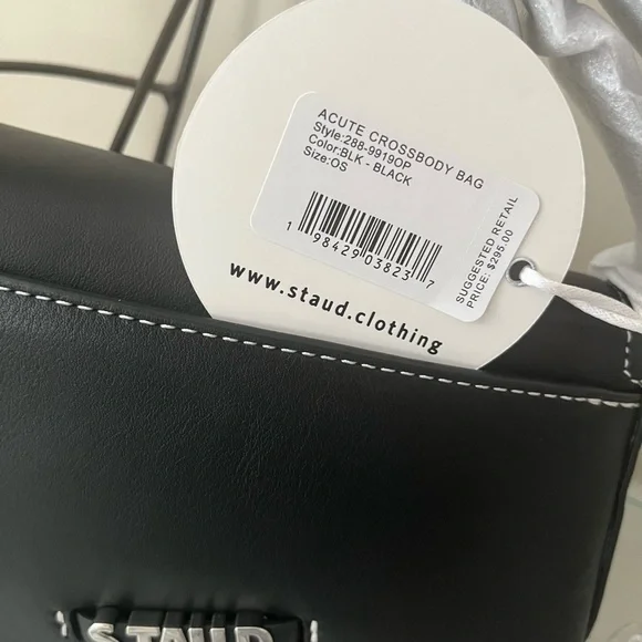 Staud Acute Black Leather Small Convertible Crossbody/ Clutch/ Shoulder Bag NWT